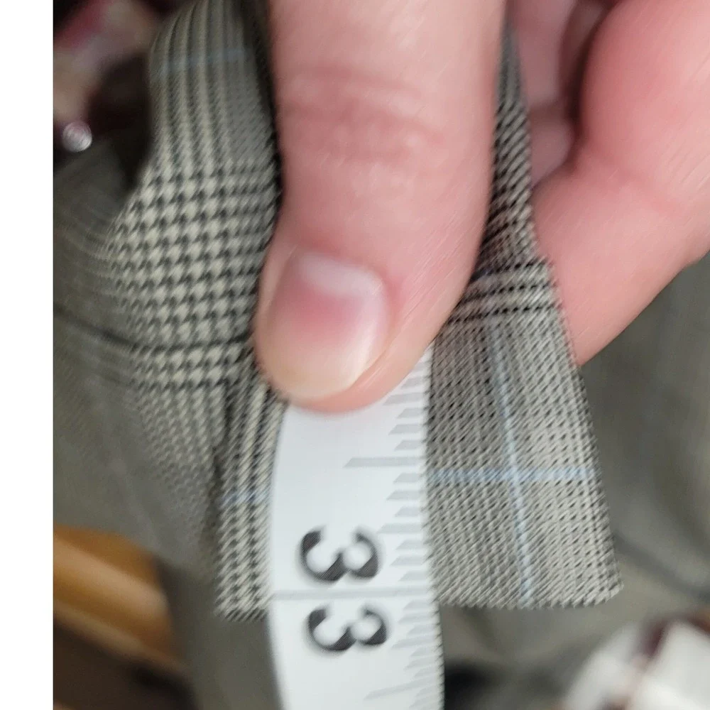 Jos A Bank Mens 36x33 Glen Plaid Wool Dress Pants Grey Blue Check Made in‎ USA